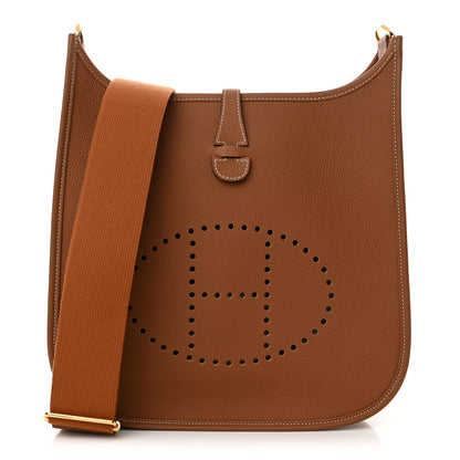 Hermes Taurillon Clemence Evelyne III PM Gold 1 of 11