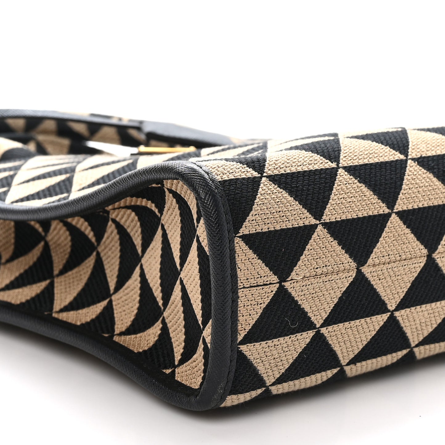 Jacquard Saffiano Triangolo Symbole Embroidered Small Tote Black Corda