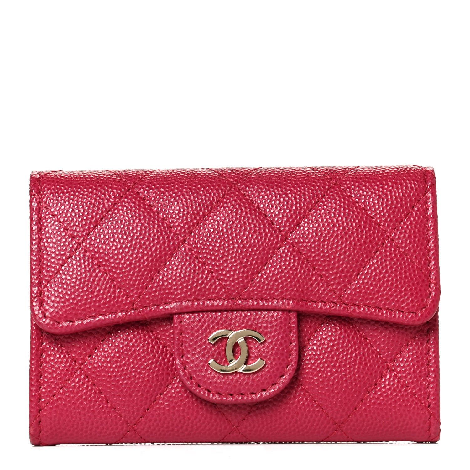 Chanel Caviar Quilted Flap Card Holder Wallet Dark Pink 1 of 12