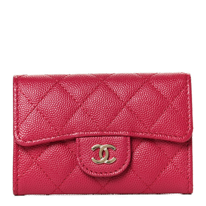 Chanel Caviar Quilted Flap Card Holder Wallet Dark Pink 1 of 12