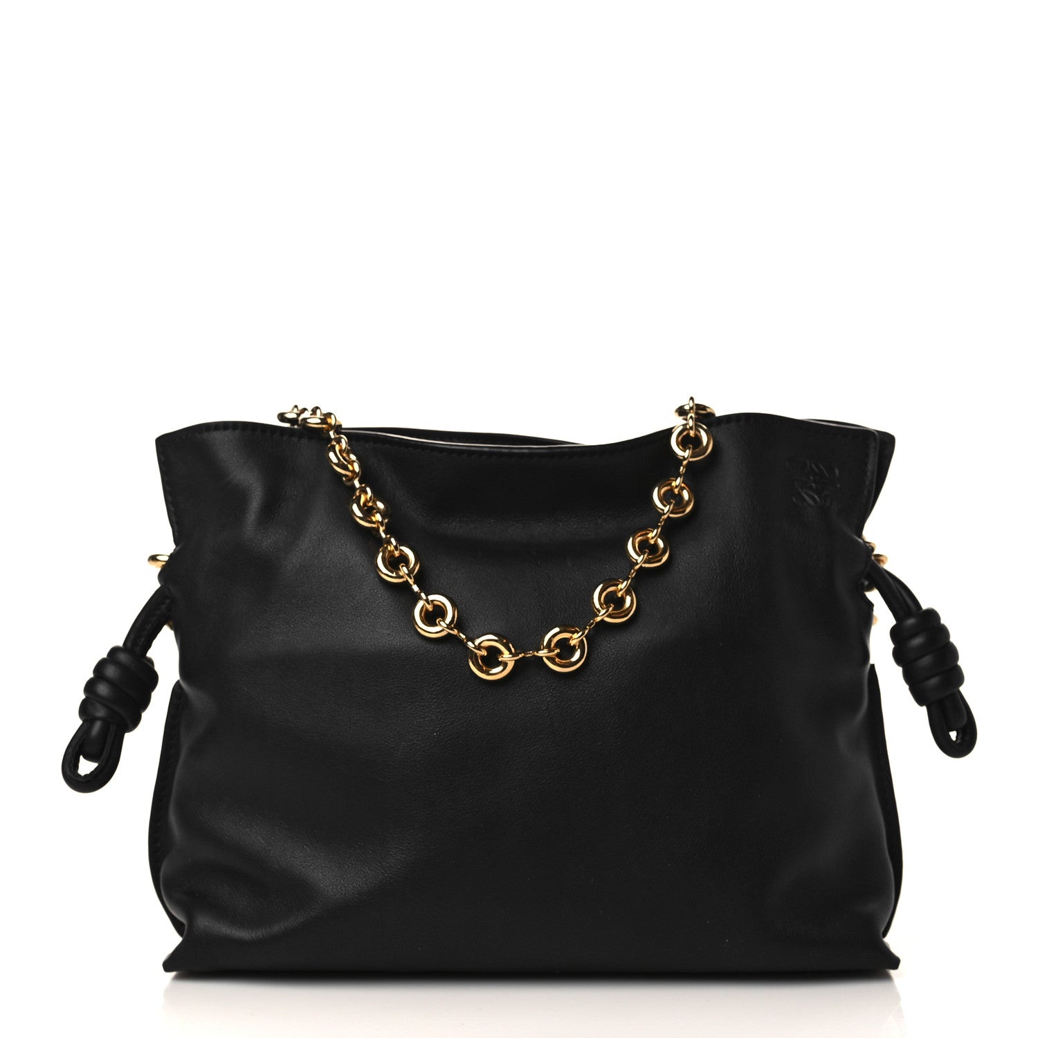 Loewe Nappa Calfskin Mini Flamenco Knot Clutch With Chain Black 1 of 9