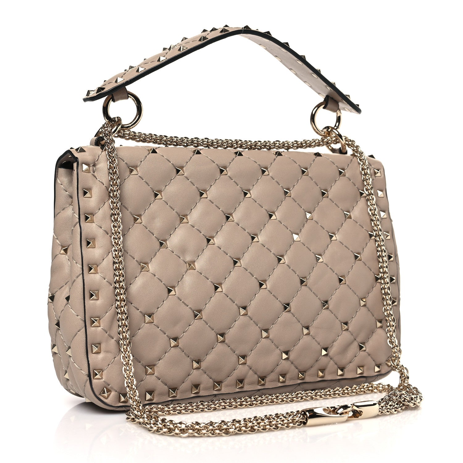 Valentino Garavani Lambskin Medium Rockstud Spike Shoulder Bag Poudre 3 of 8