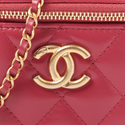 Chanel Calfskin Quilted Mini Perfect Fit Vanity Case With Chain Pink 8 of 10