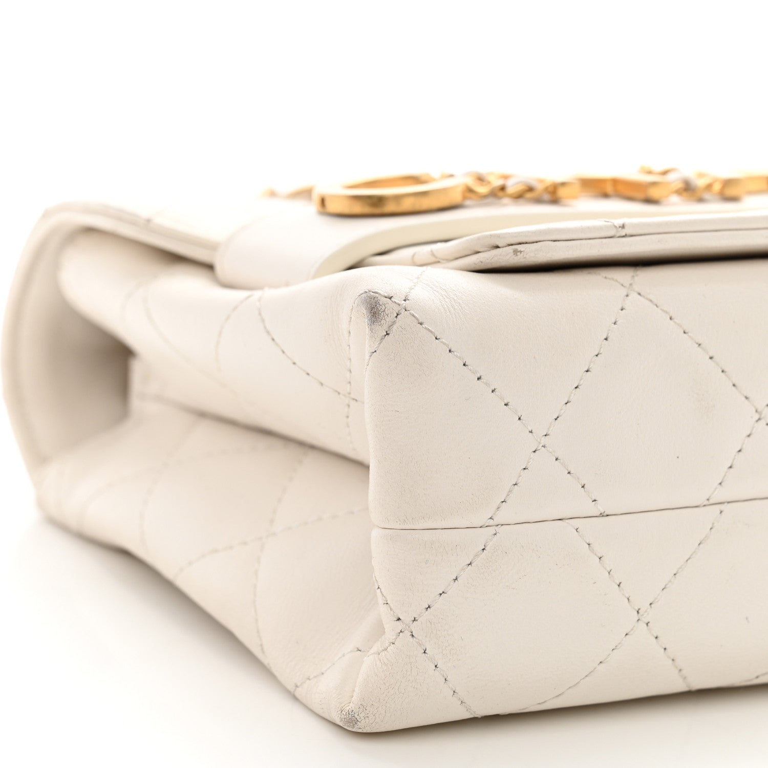 Chanel Calfskin Quilted Enchained Flap White 9 of 14