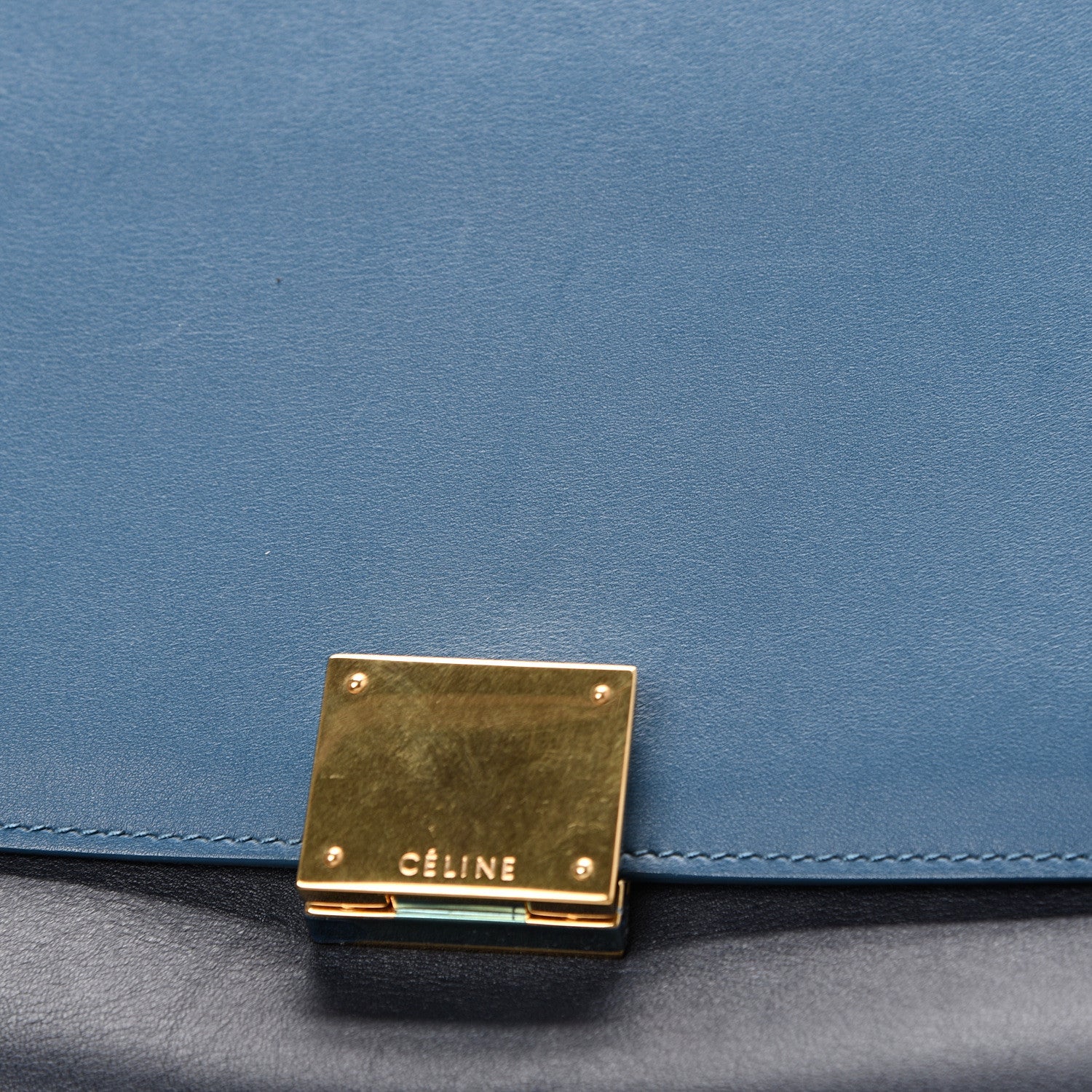 Celine Smooth Calfskin Medium Tri-Color Trapeze Metallic Blue 14 of 15