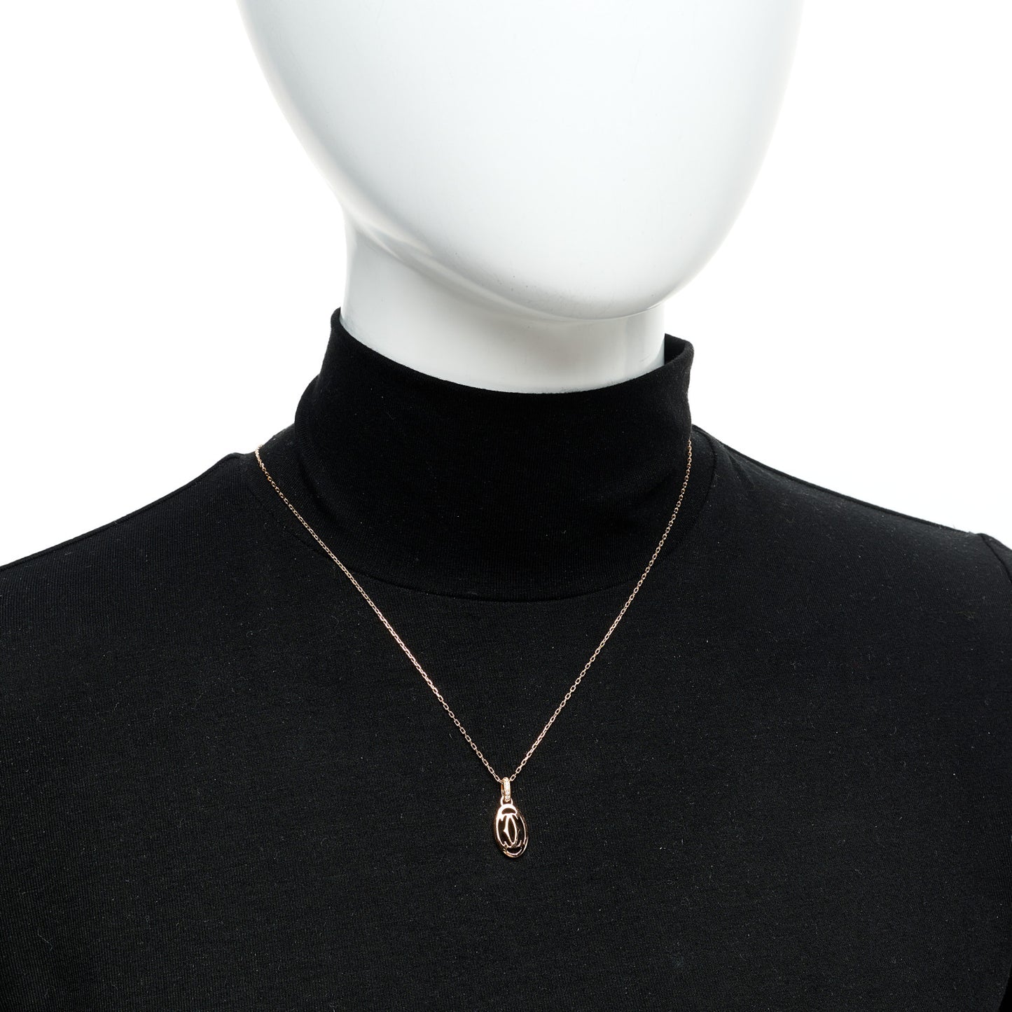 18K Pink Gold Diamond Logo Pendant Necklace