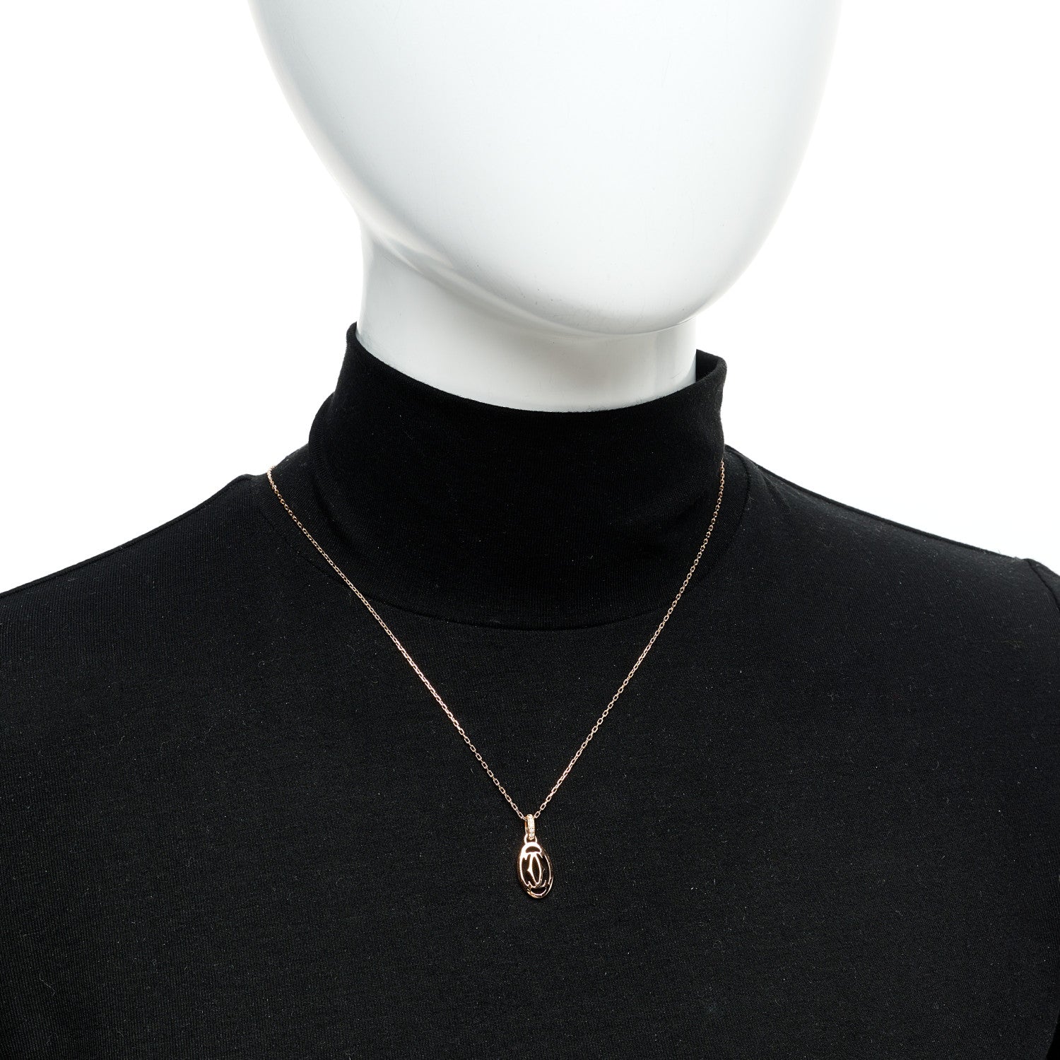 Cartier 18K Pink Gold Diamond Logo Pendant Necklace 2 of 5