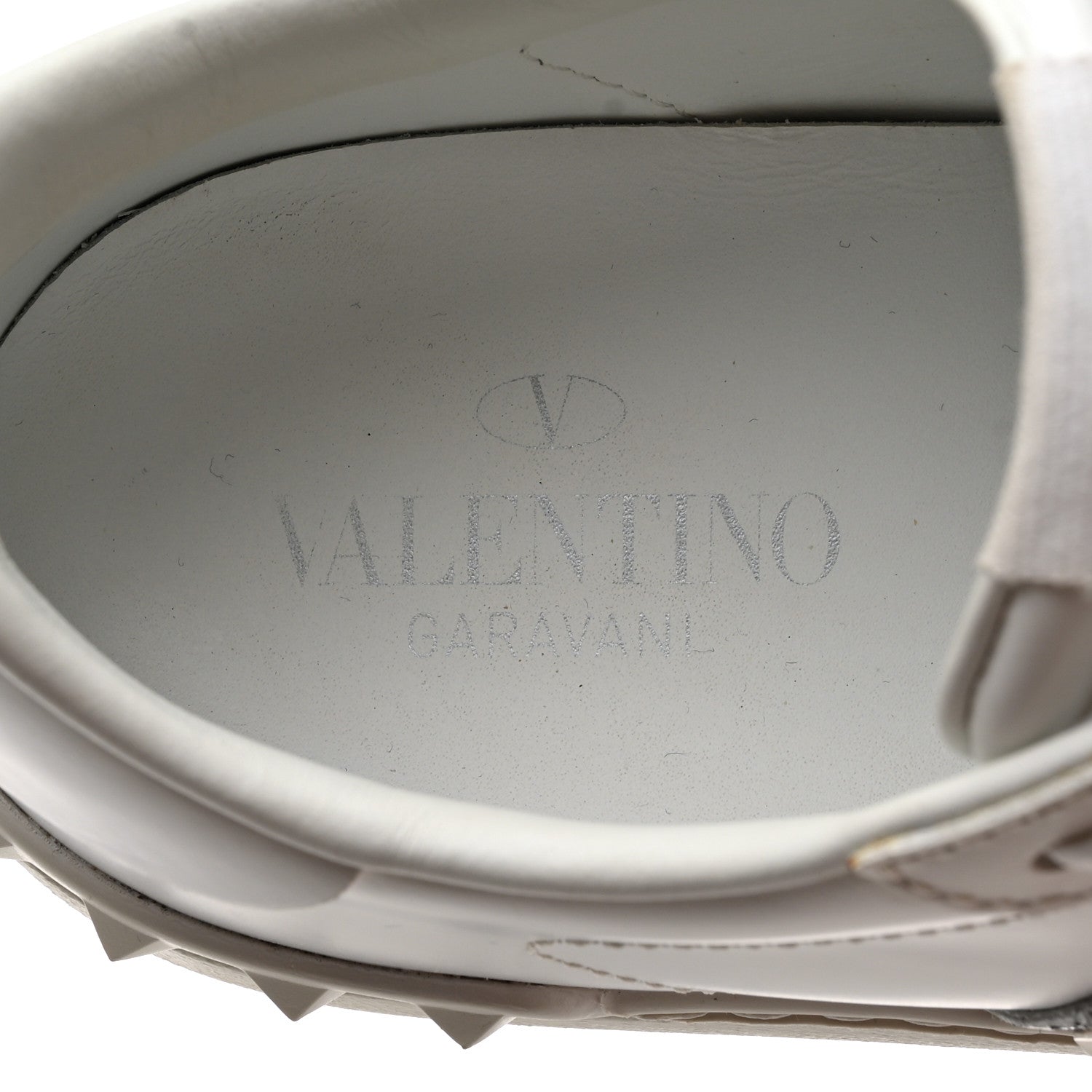 Valentino Garavani Calfskin Glitter Rockstud Open Sneakers 37 White Silver 7 of 9