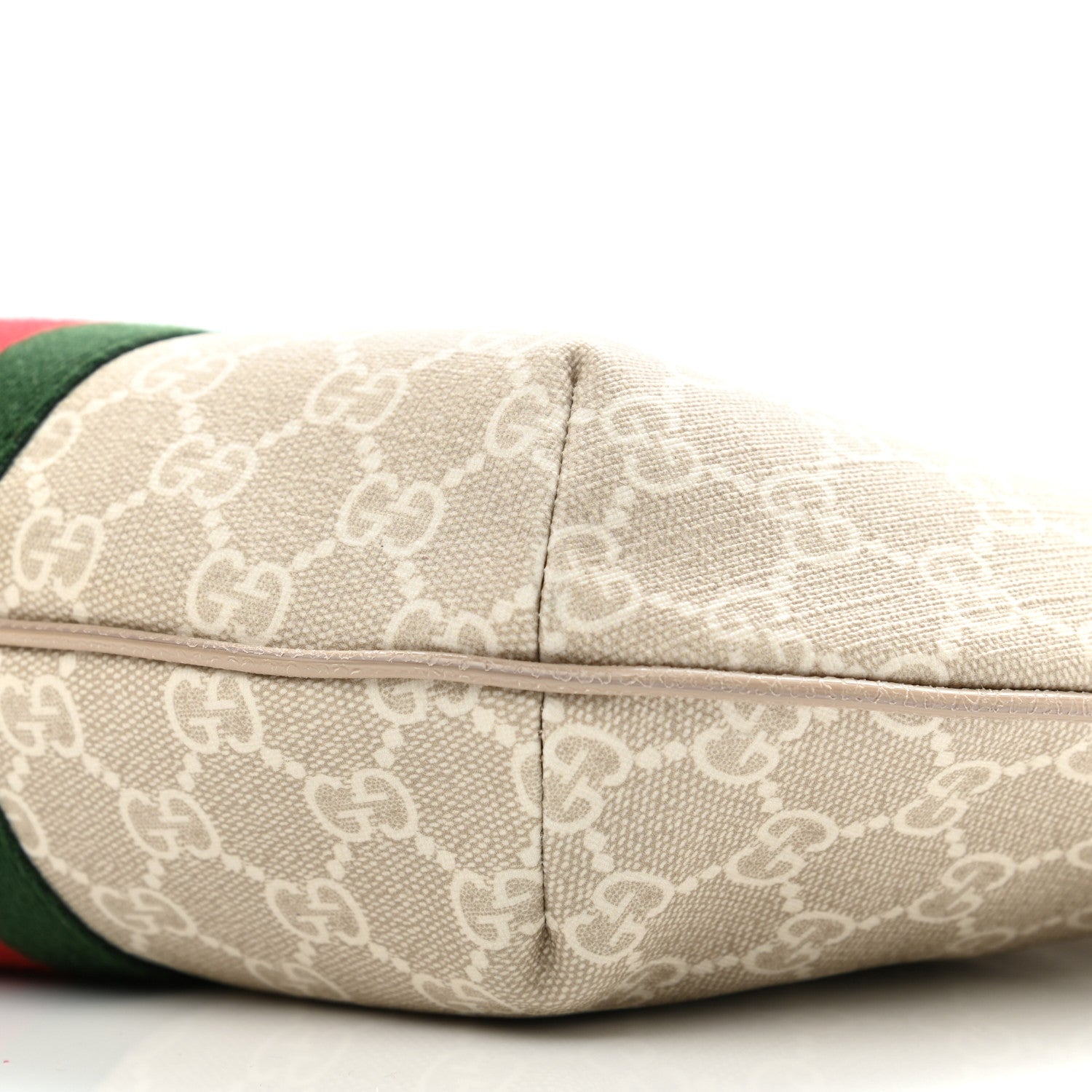 Gucci GG Supreme Monogram Textured Dollar Calfskin Web Small Ophidia Half Moon Hobo Beige Mystic White Oatmeal 10 of 10