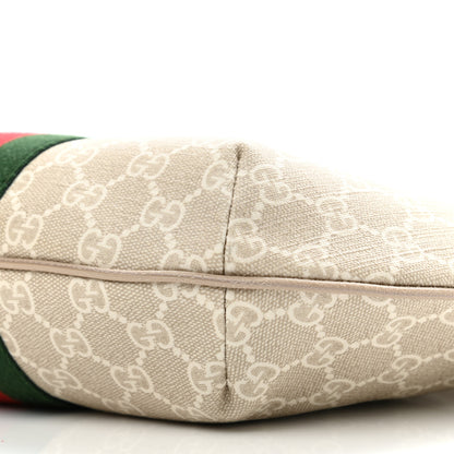 Gucci GG Supreme Monogram Textured Dollar Calfskin Web Small Ophidia Half Moon Hobo Beige Mystic White Oatmeal 10 of 10