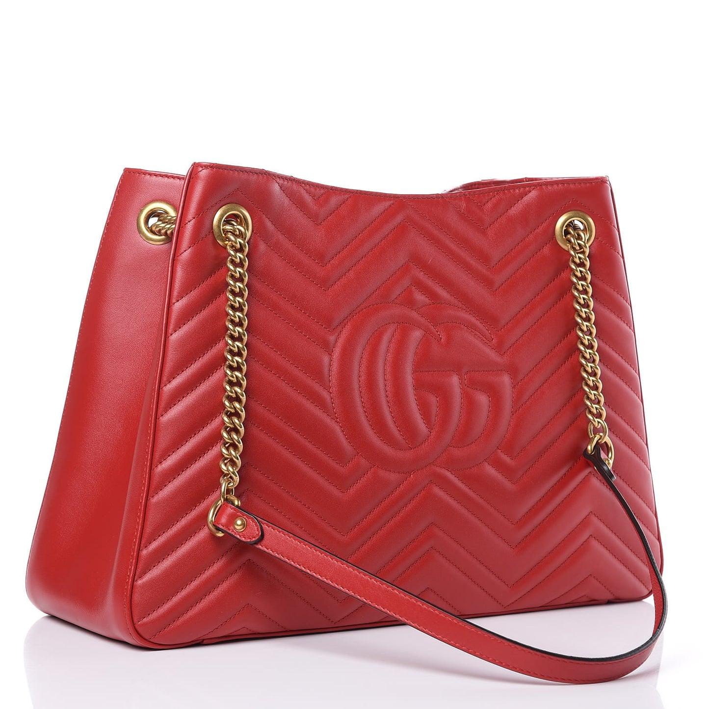 Calfskin Matelasse Medium GG Marmont Shoulder Tote Bag Hibiscus Red