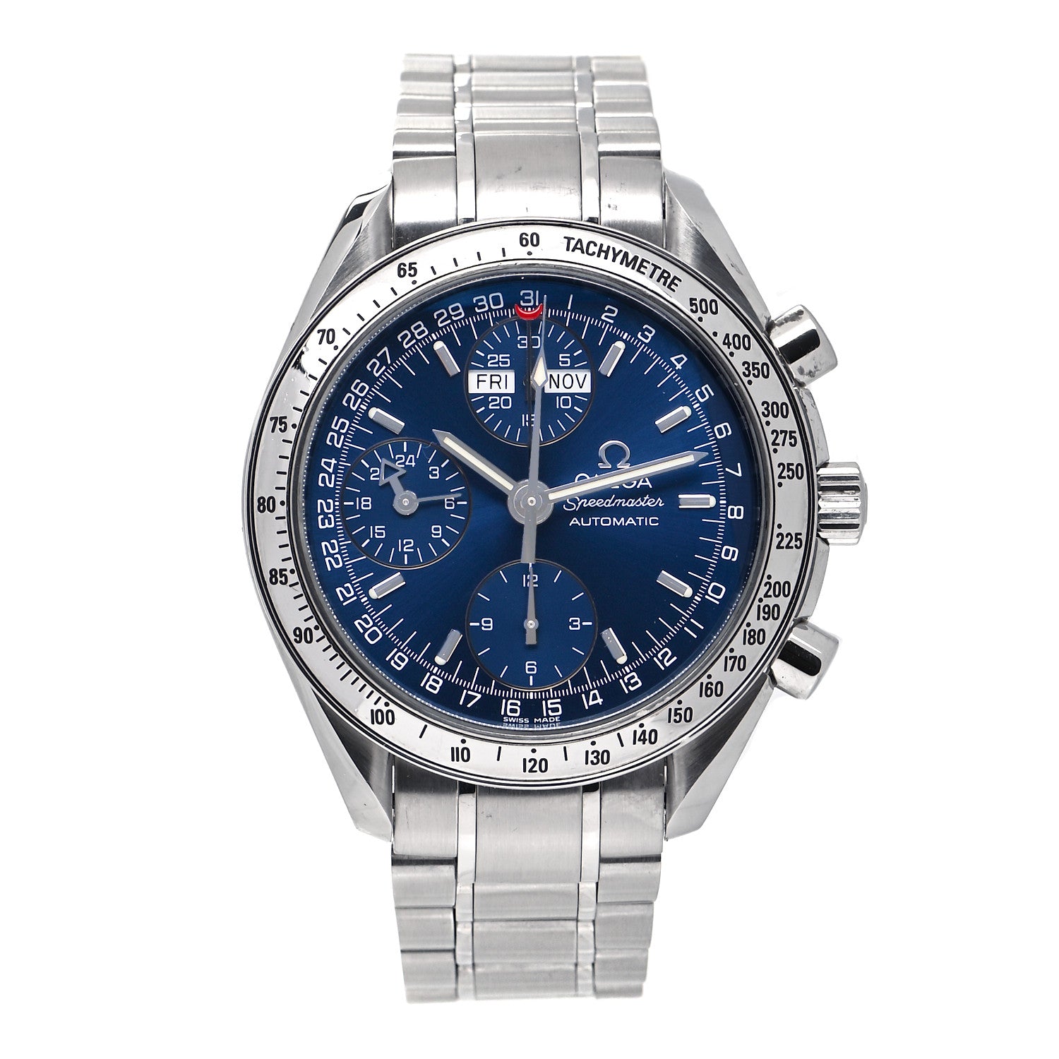 Omega Stainless Steel 39mm Speedmaster Triple Calendar Chronograph Automatic Watch Blue 3523.80 1 of 8