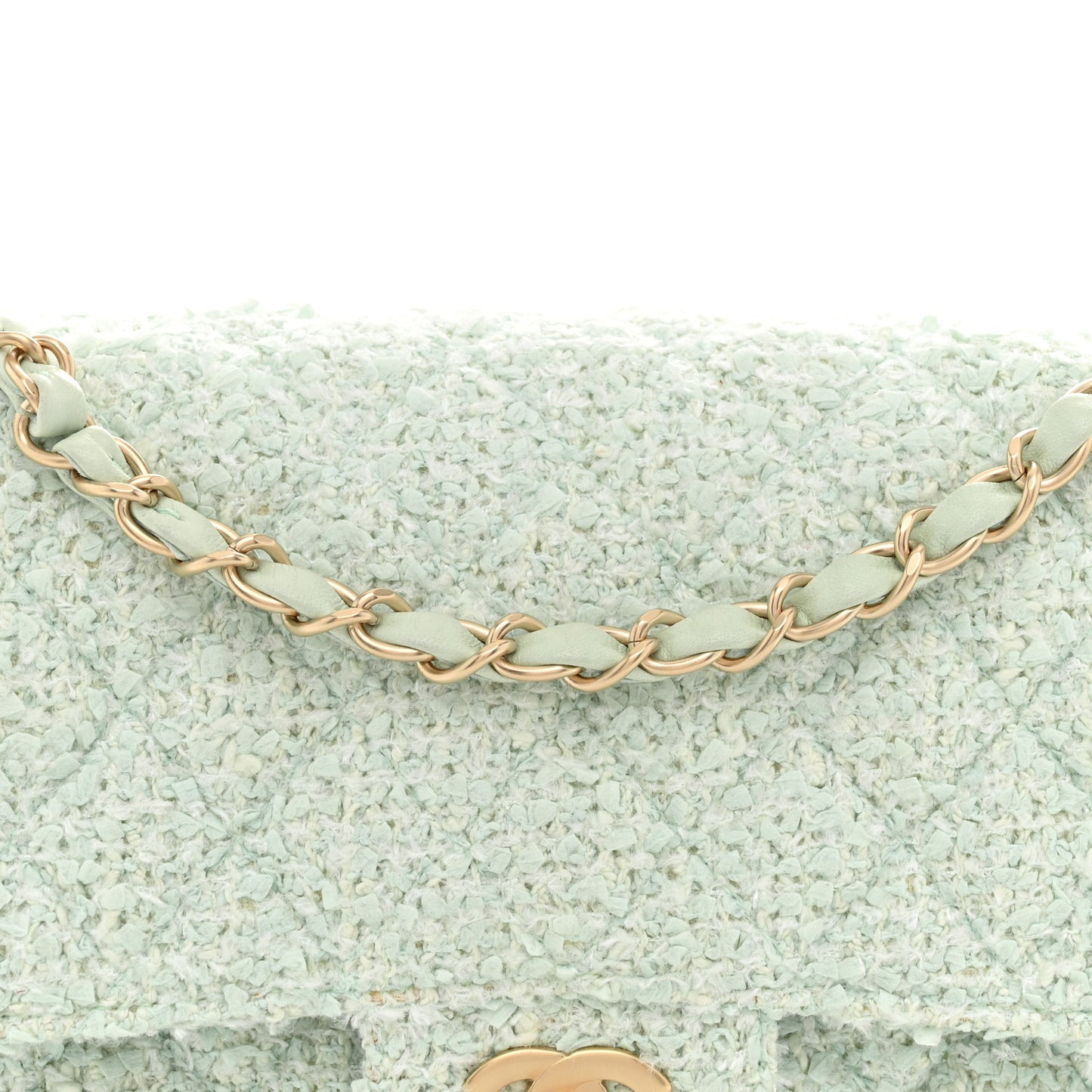 Tweed Medium Double Flap Light Turquoise