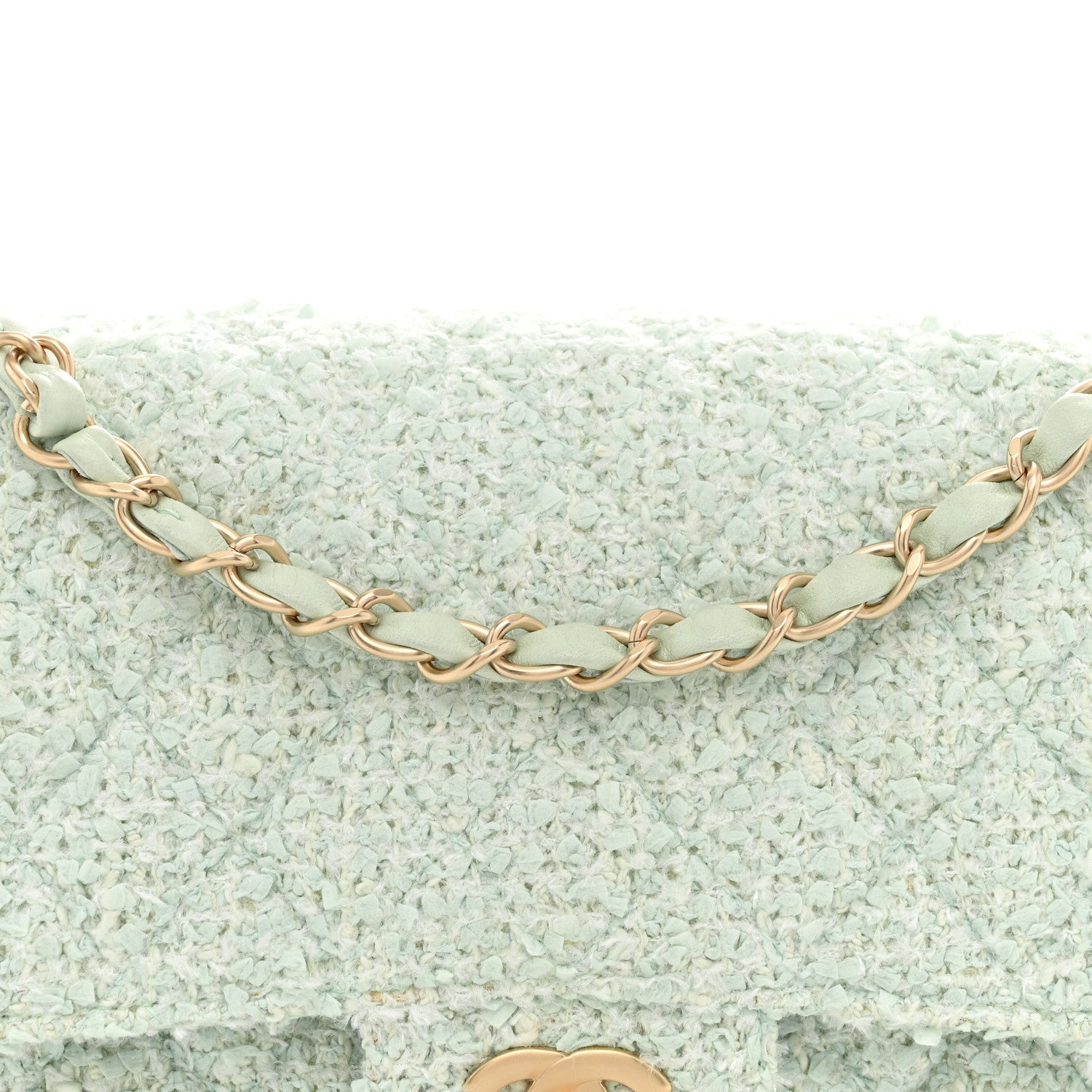 Chanel Tweed Medium Double Flap Light Turquoise 8 of 13