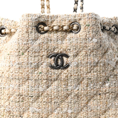 Chanel Tweed Calfskin Quilted Gabrielle Backpack Ivory 8 of 10