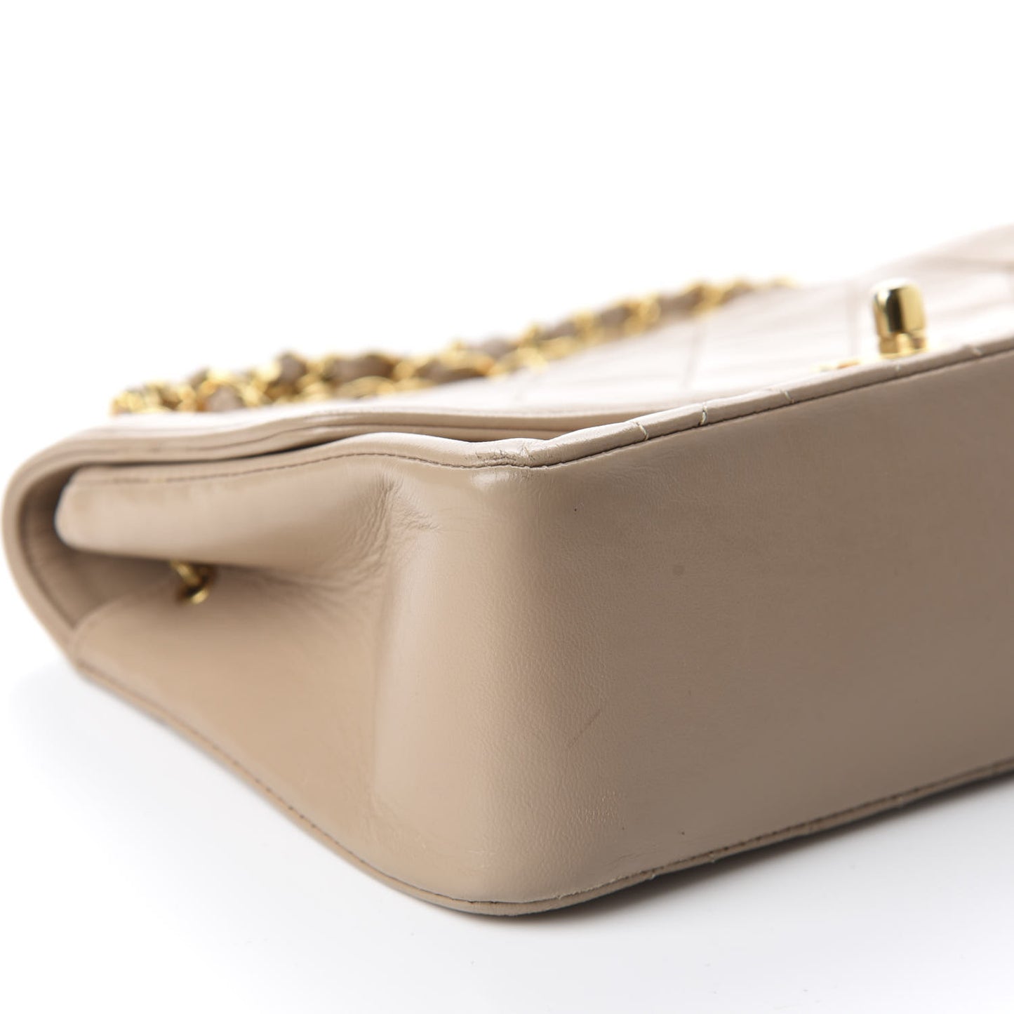 Lambskin Quilted Small Single Flap Beige