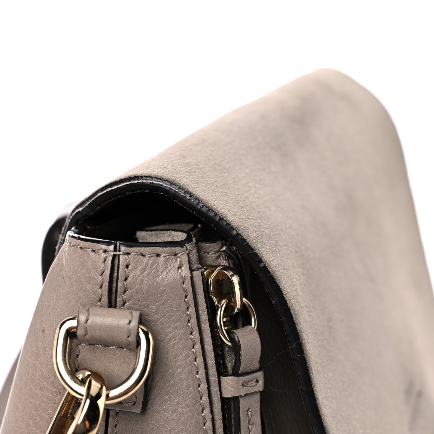 Suede Calfskin Small Faye Backpack Motty Grey