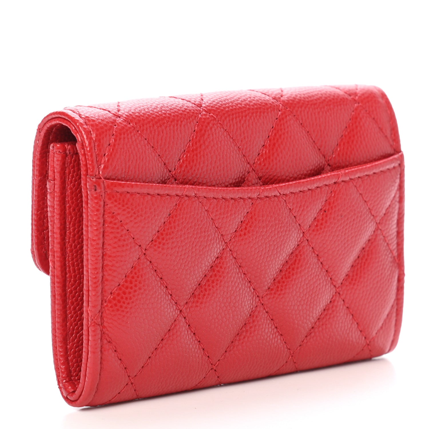 Chanel Caviar Quilted Flap Card Holder Wallet Red 3 of 9