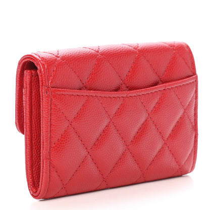 Chanel Caviar Quilted Flap Card Holder Wallet Red 3 of 9