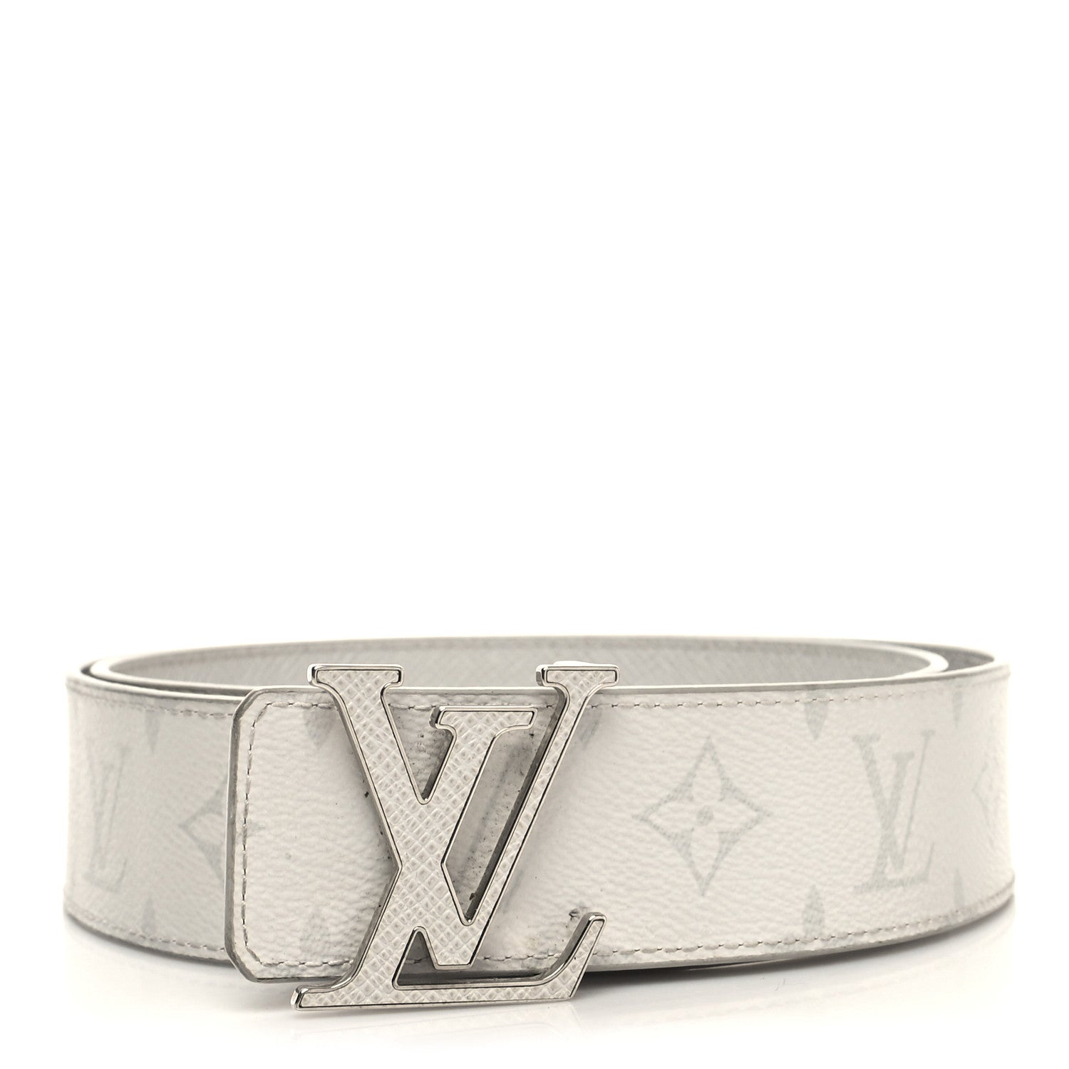 Louis Vuitton Taiga Monogram 40mm LV Initiales Belt 95 38 White 1 of 5