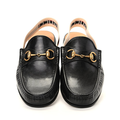 Gucci Goatskin Stripe Mens Horsebit Slingback Slippers 7 Black 5 of 11