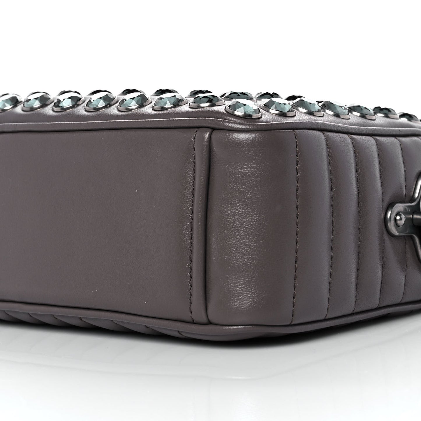 Soft Calfskin Crystal Impunture Camera Bag Bambu