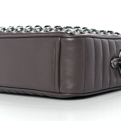 Prada Soft Calfskin Crystal Impunture Camera Bag Bambu 7 of 7