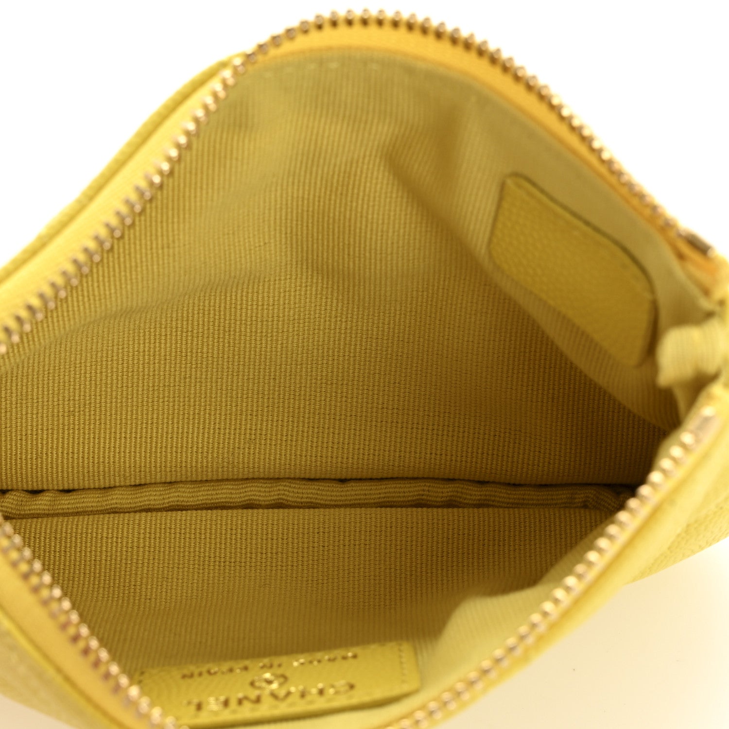 Chanel Caviar Quilted Small Cosmetic Case Yellow 10 of 14