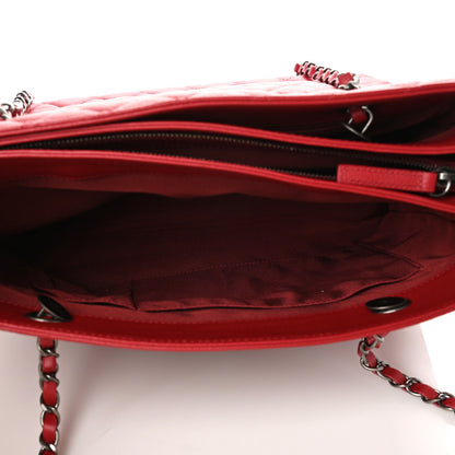 Chanel Caviar Quilted Large Zipped Shopping Tote Red 5 of 10