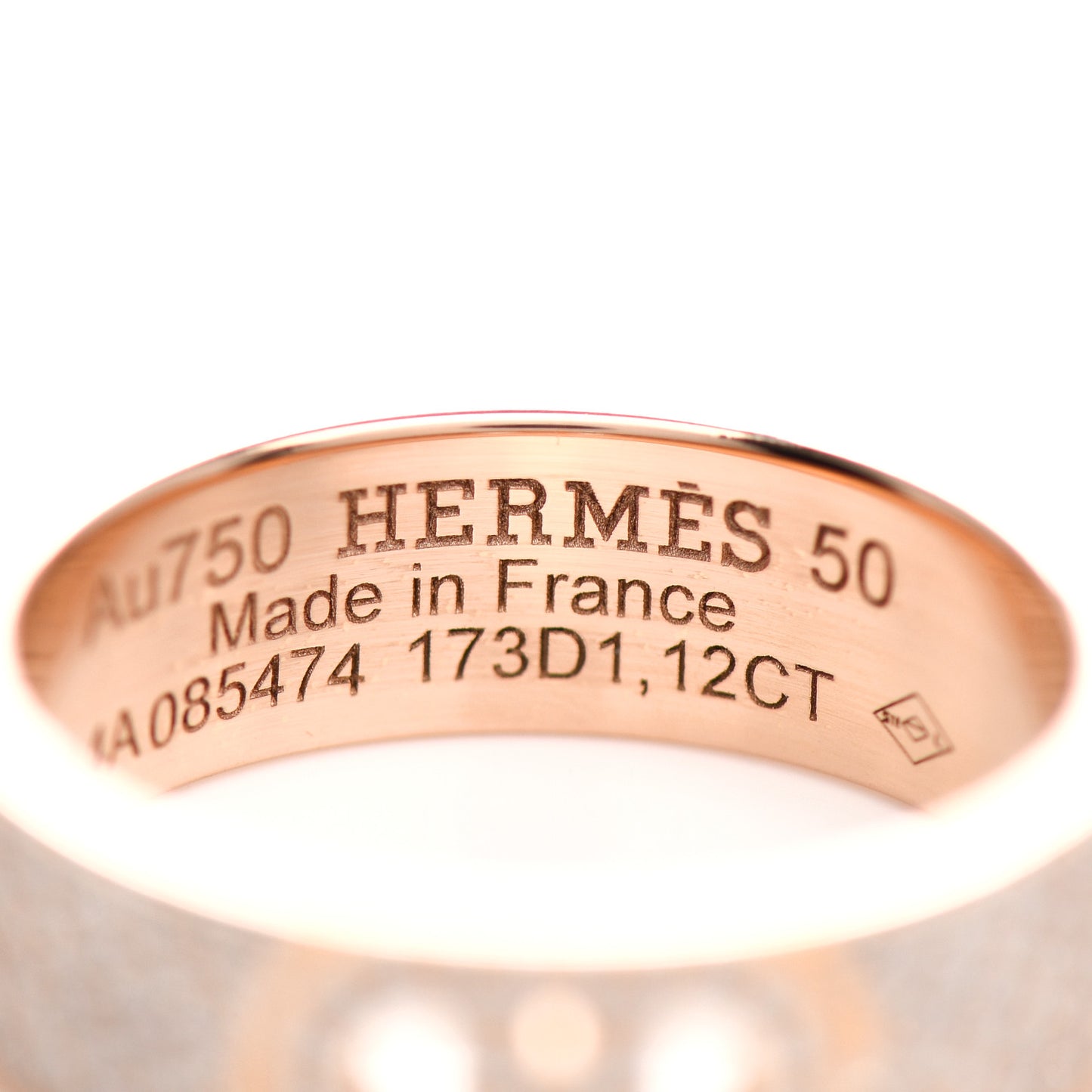 18K Rose Gold Diamond PM H D'Ancre Pave Ring 50 5.25