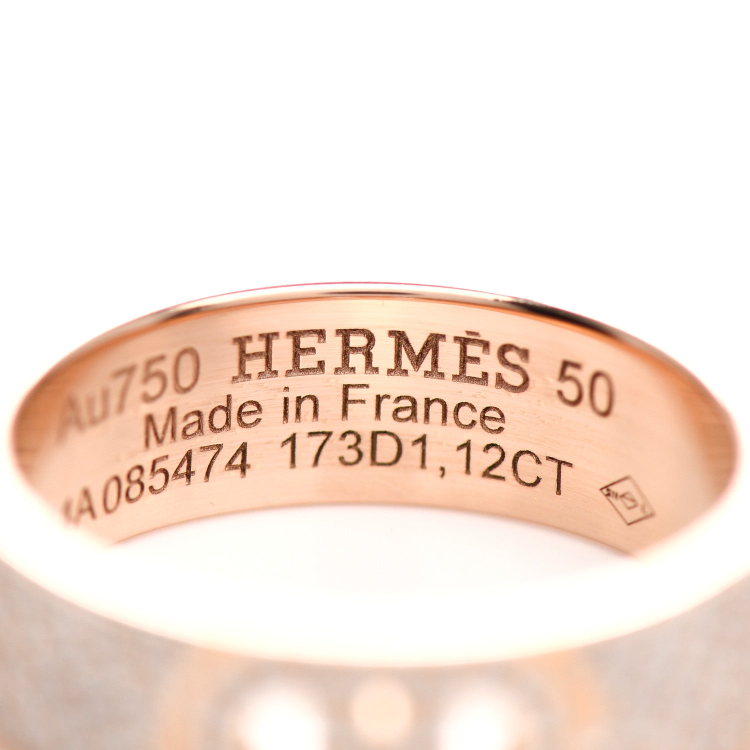 Hermes 18K Rose Gold Diamond PM H D'Ancre Pave Ring 50 5.25 4 of 5