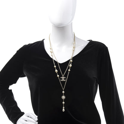Chanel Crystal Pearl Pearls Coronation CC Layered Necklace Gold 2 of 7