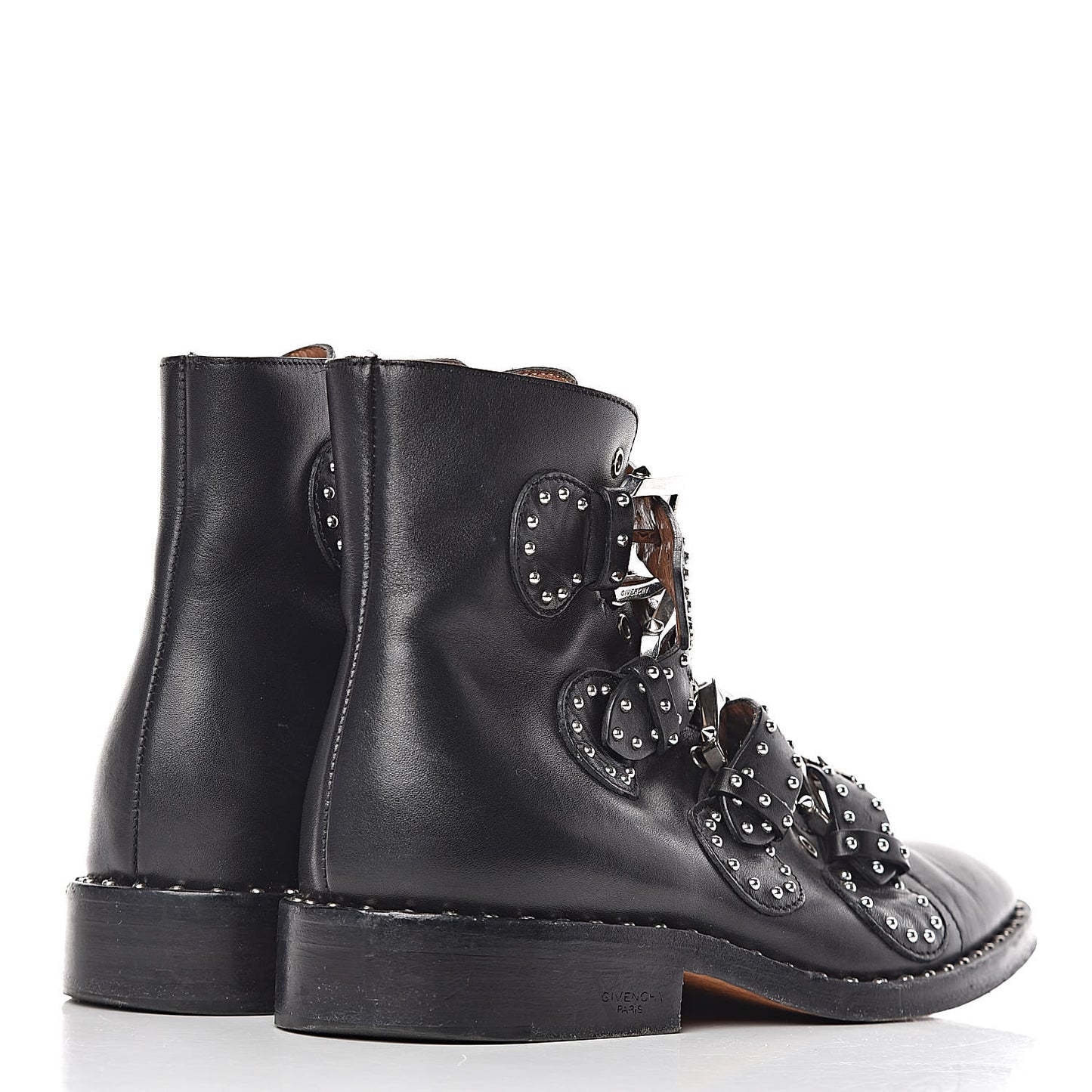 Calfskin Studded Prue Buckle Bootie 35 Black