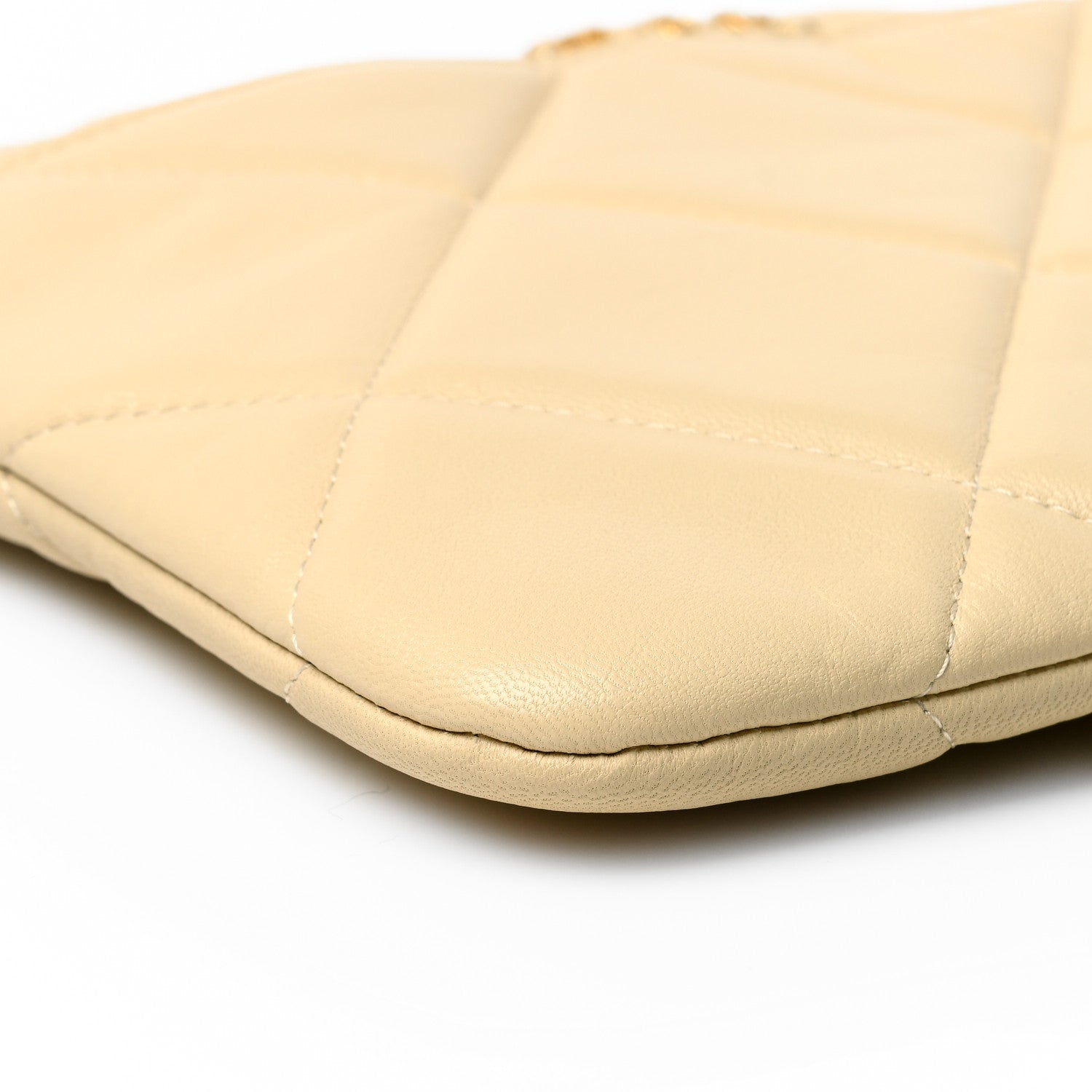 Chanel Shiny Goatskin Quilted Chanel 19 Pouch Beige 10 of 10