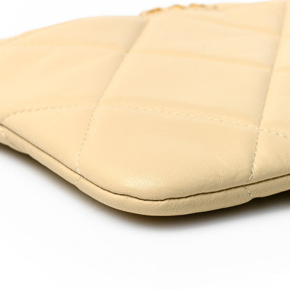 Chanel Shiny Goatskin Quilted Chanel 19 Pouch Beige 10 of 10