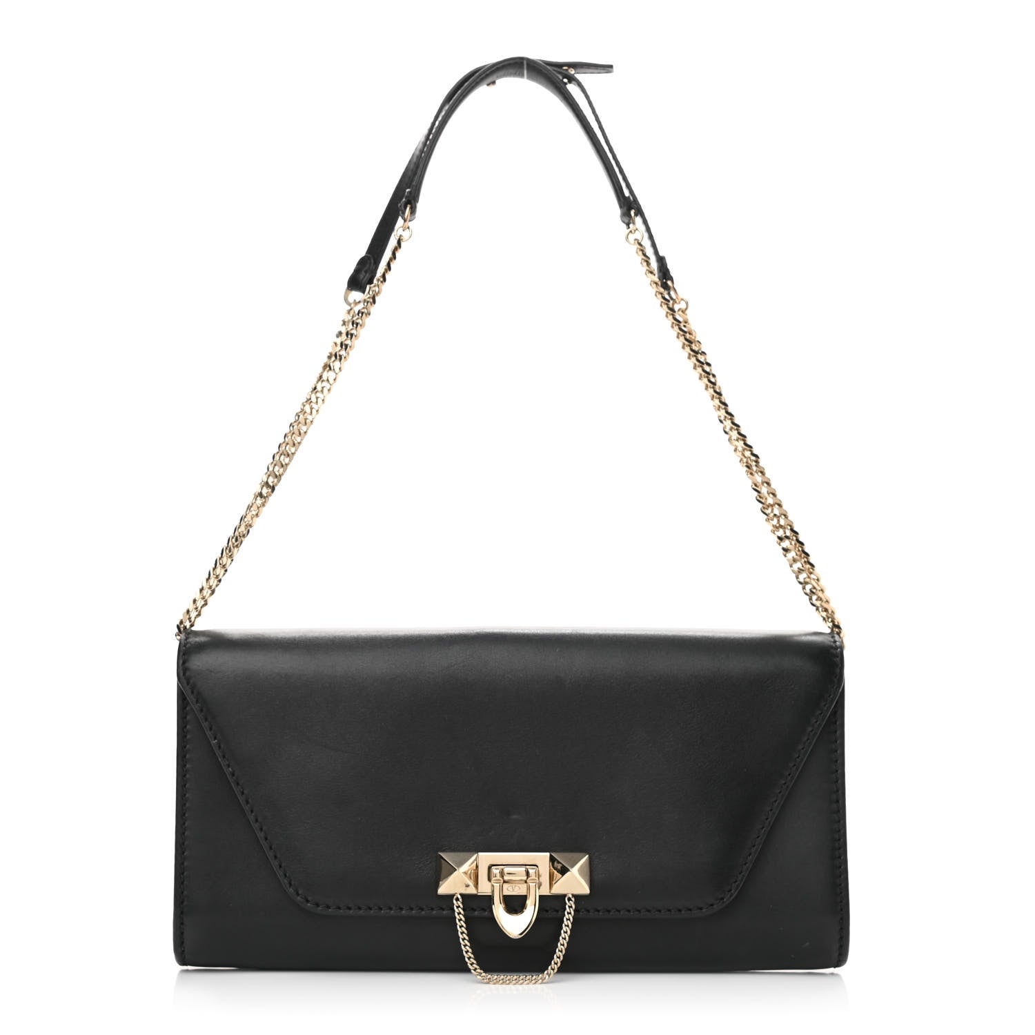 Valentino Garavani Vitello Demilune Chain Clutch Black 1 of 11