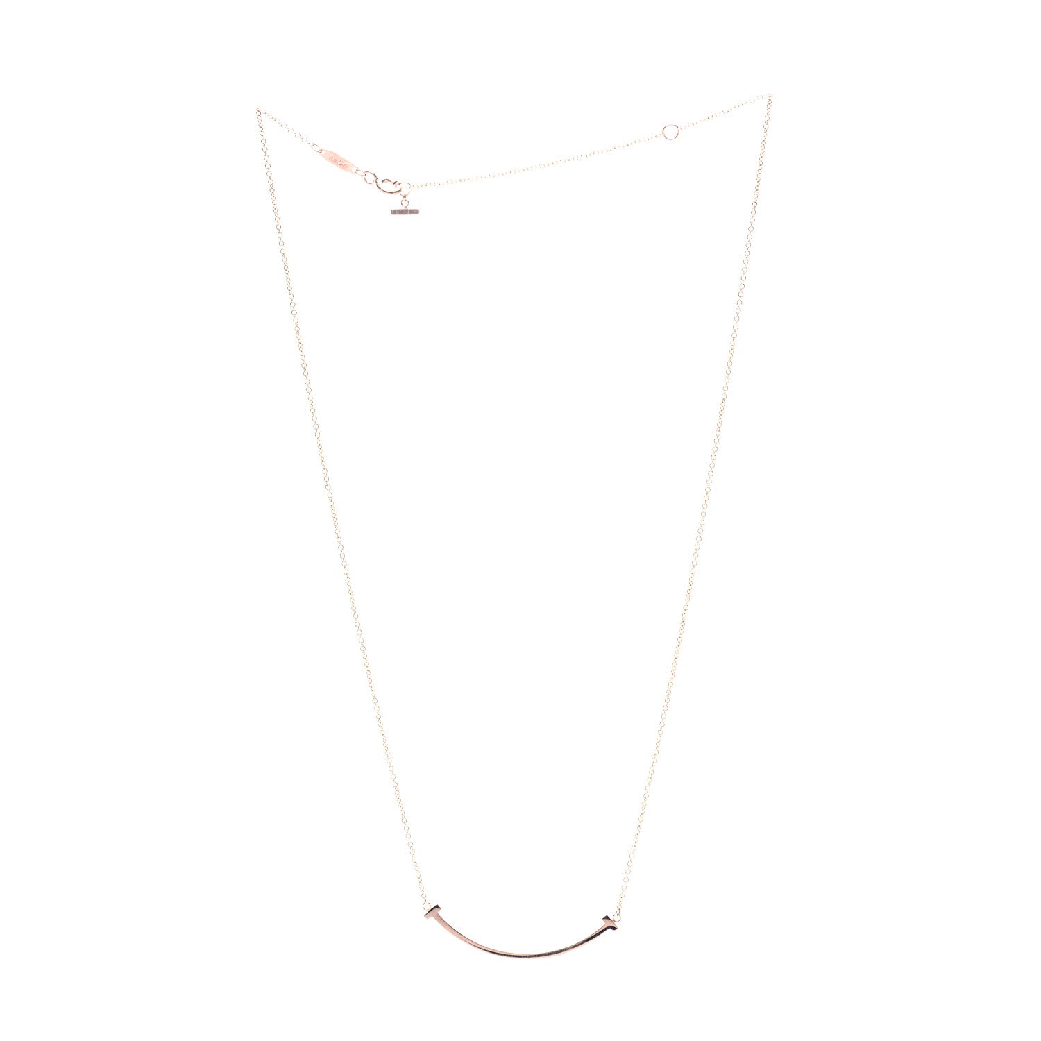 Tiffany 18K Rose Gold Small T Smile Pendant Necklace 3 of 6