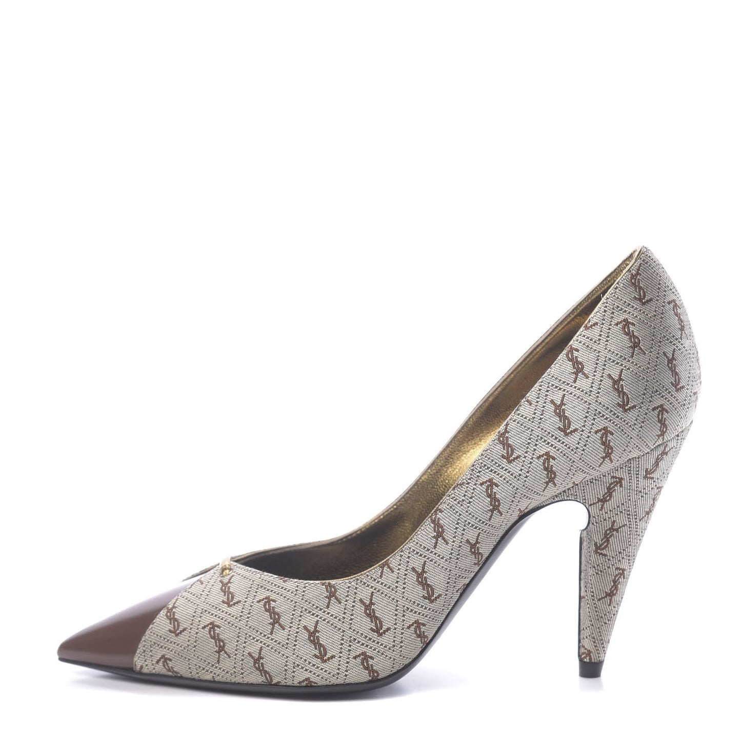 Silk Blend Monogram Lola Cap Toe Pumps 36 Beige