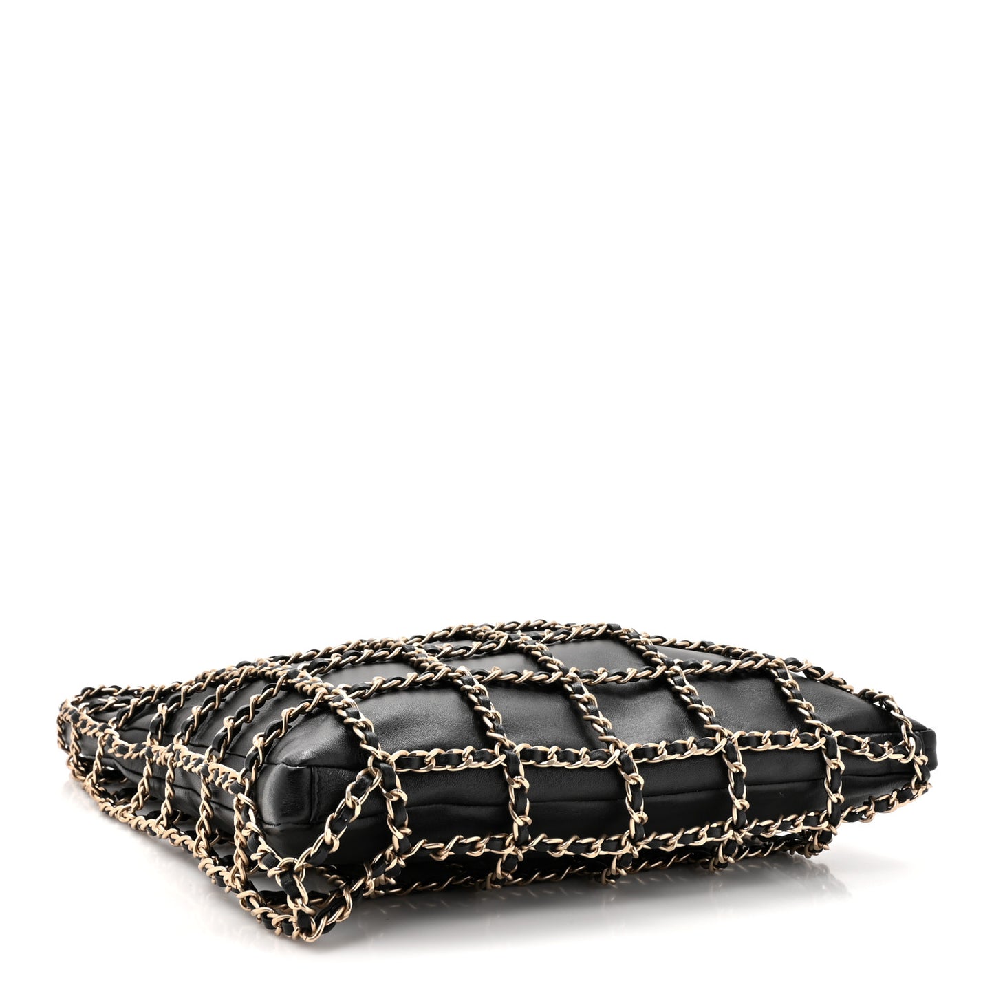 Lambskin Large Shopping Chain Tote Black