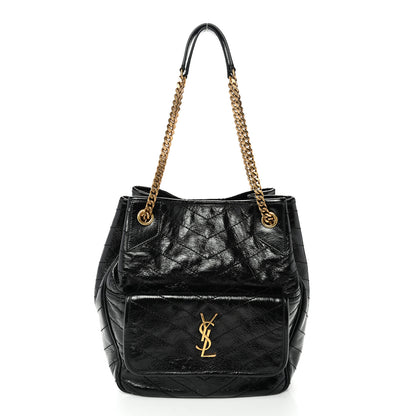 Saint Laurent Crinkled Calfskin Matelasse Monogram Small Niki Tote Black 1 of 10