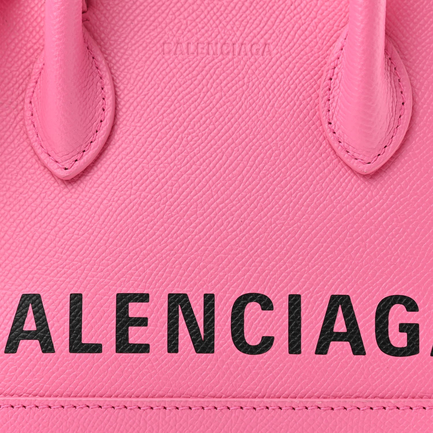 Balenciaga Signature Grained Calfskin Logo XXS Ville Top Handle Bag Rose Bubblegum Black 8 of 10