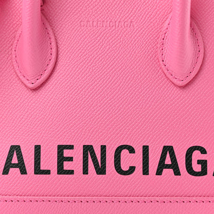 Balenciaga Signature Grained Calfskin Logo XXS Ville Top Handle Bag Rose Bubblegum Black 8 of 10