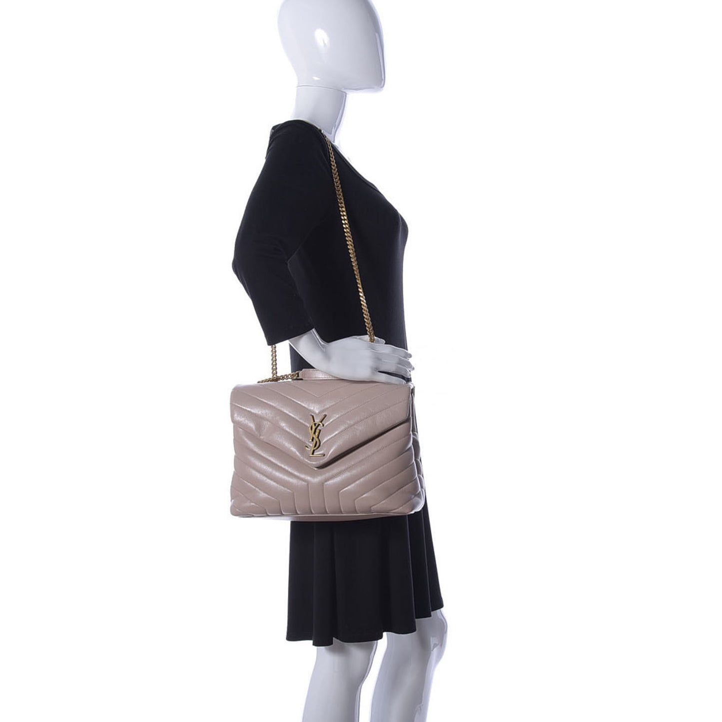 Calfskin Y Quilted Monogram Medium Loulou Chain Satchel Light Natural