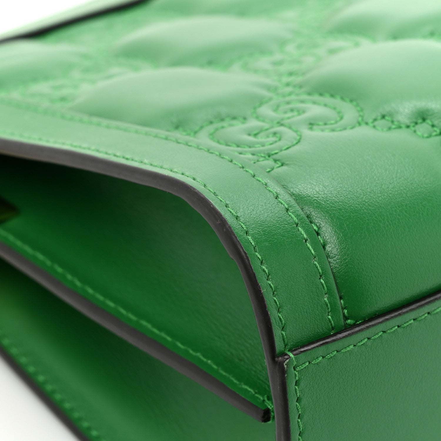 Gucci Calfskin GG Matelasse Small Slim Chain Shoulder Bag Spring Green Natural 12 of 16