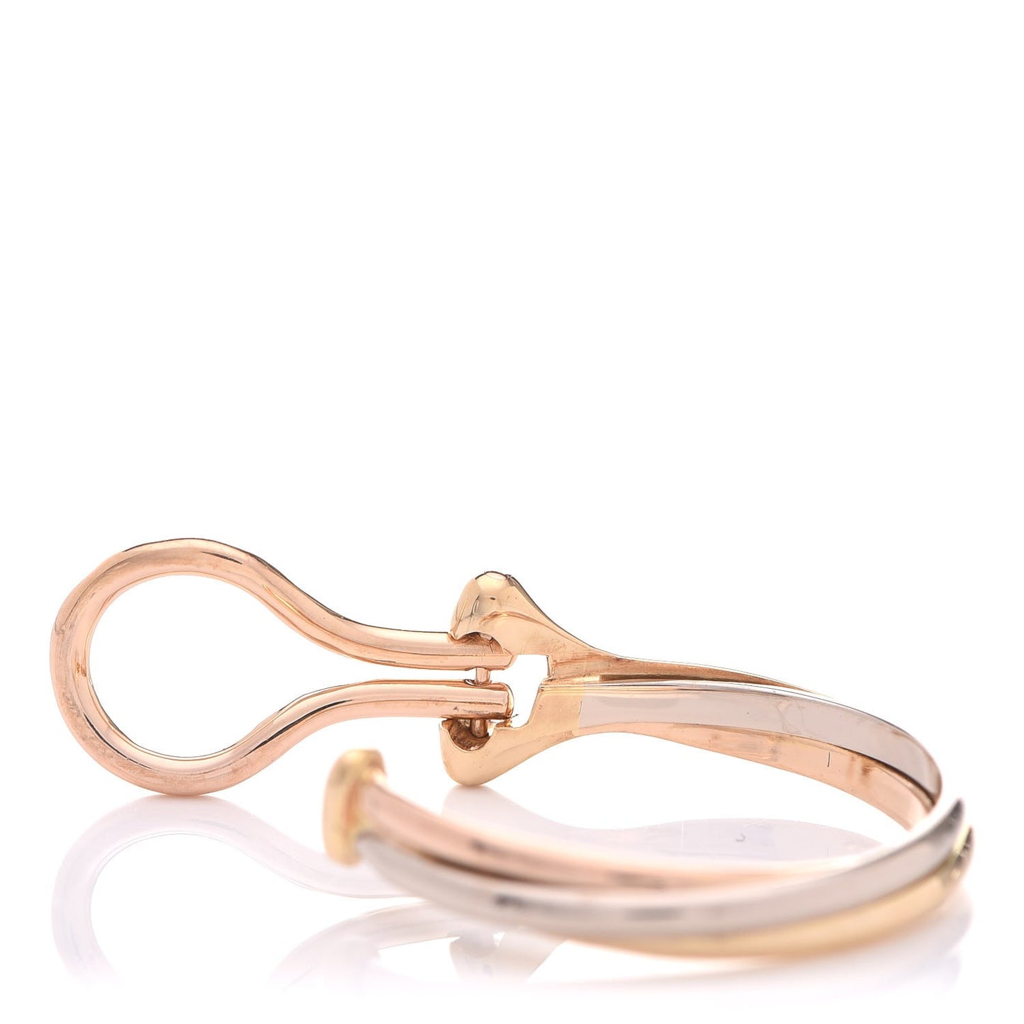 18K Pink Yellow White Gold Small Trinity Clip-On Hoop Earrings