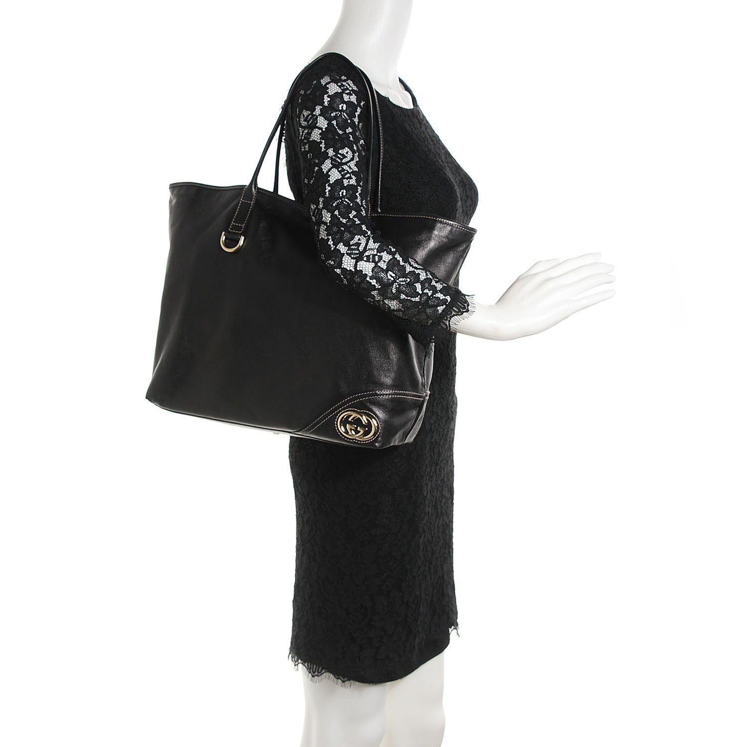 Gucci Leather Medium New Britt Tote Black 2 of 9
