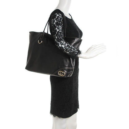 Gucci Leather Medium New Britt Tote Black 2 of 9