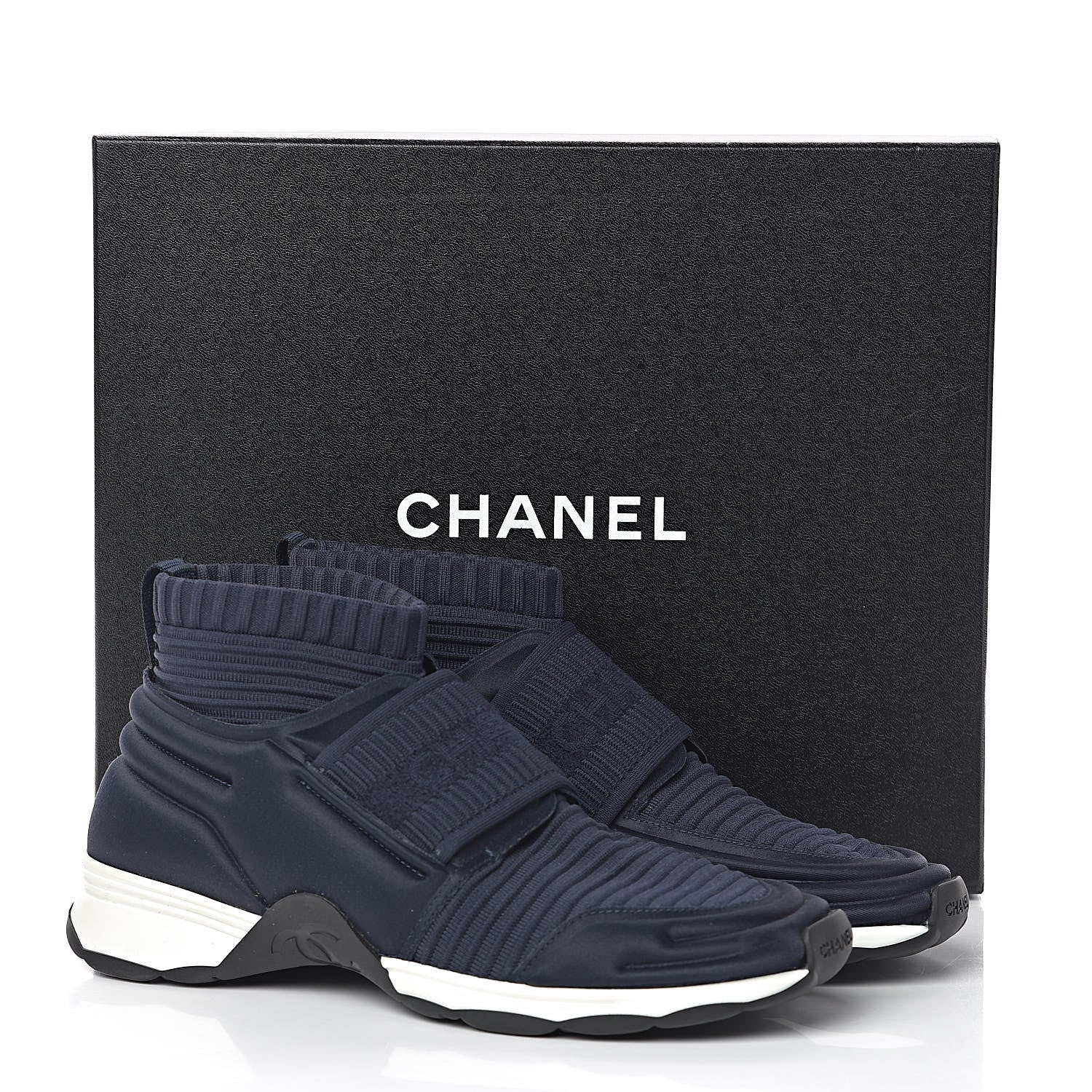 Chanel Stretch Fabric Womens CC Sneakers 37 Blue 11 of 11