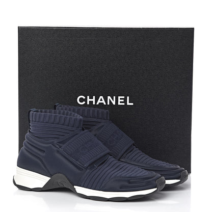 Chanel Stretch Fabric Womens CC Sneakers 37 Blue 11 of 11