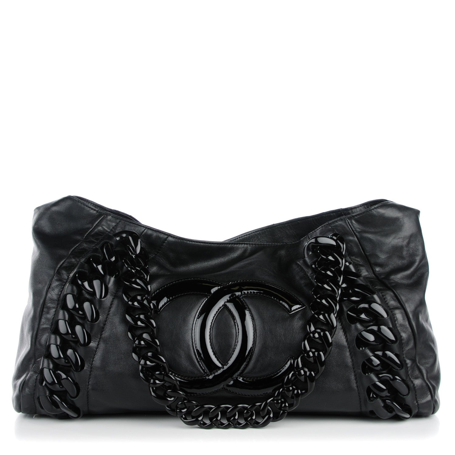 Chanel Calfskin Modern Chain Rhodoid East West Tote Black 1 of 9